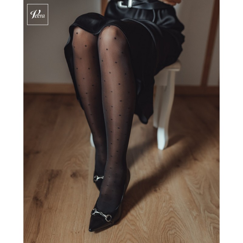 Rajstopy uciskowe kompresyjne Veera Fashion 70 DEN w kropki