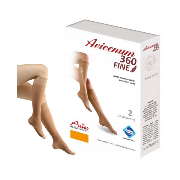 Podkolanówki Aries Avicenum fine 360 czubek zamknięty