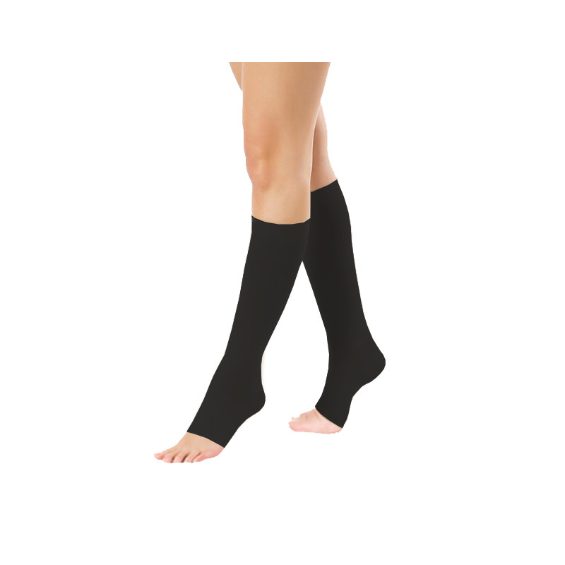 Podkolanówki Przeciwżylakowe 2 klasa kompresji Otwarte Krótkie Pani Teresa PT 0405 Czarne - Podkolanówki medyczne uciskowe
