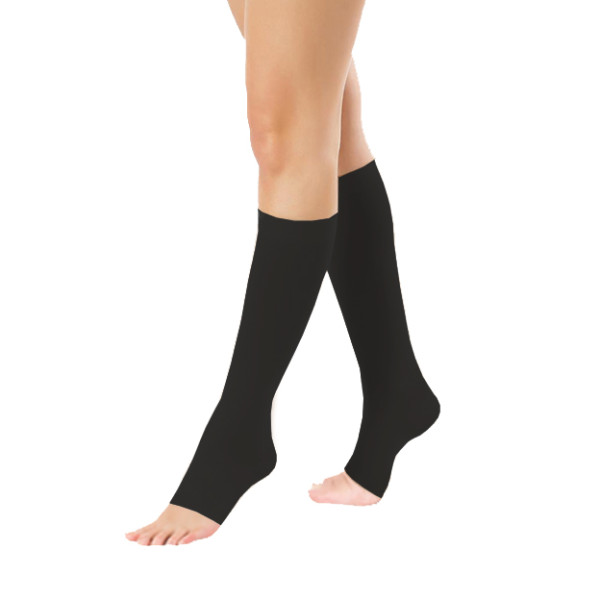 Podkolanówki Przeciwżylakowe 2 klasa kompresji Otwarte Krótkie Pani Teresa PT 0405 Czarne - Podkolanówki medyczne uciskowe