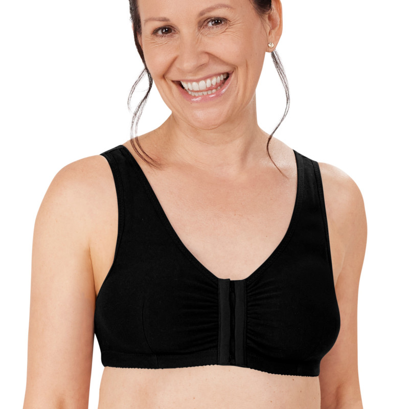 Biustonosz wypoczynkowy miękki z bawełny czarny Amoena Frances SB 2128