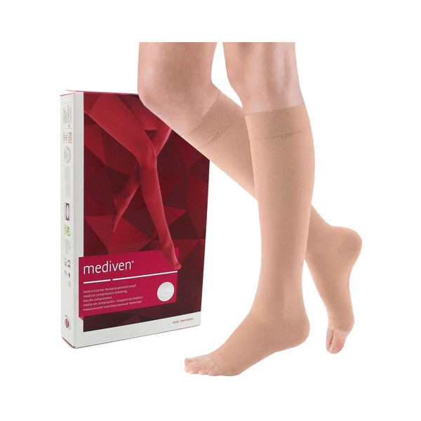 Podkolanówki Przeciwżylakowe Medi Mediven Elegance Carmel Normal Otwarte CCL1