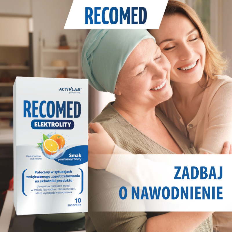 Elektrolity przed, w trakcie oraz po radioterapii i chemioterapii smak pomarańczowy ActivLab RecoMed 10 saszetek