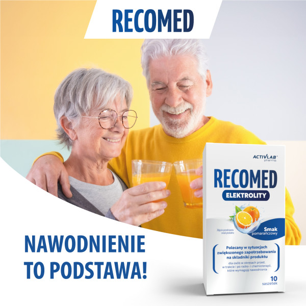 Elektrolity przed, w trakcie oraz po radioterapii i chemioterapii smak pomarańczowy ActivLab RecoMed 10 saszetek